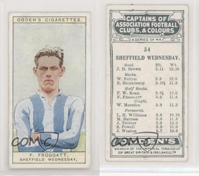 Captains of Association Football Clubs and Colours by Ogdens 1926 Pick Card 