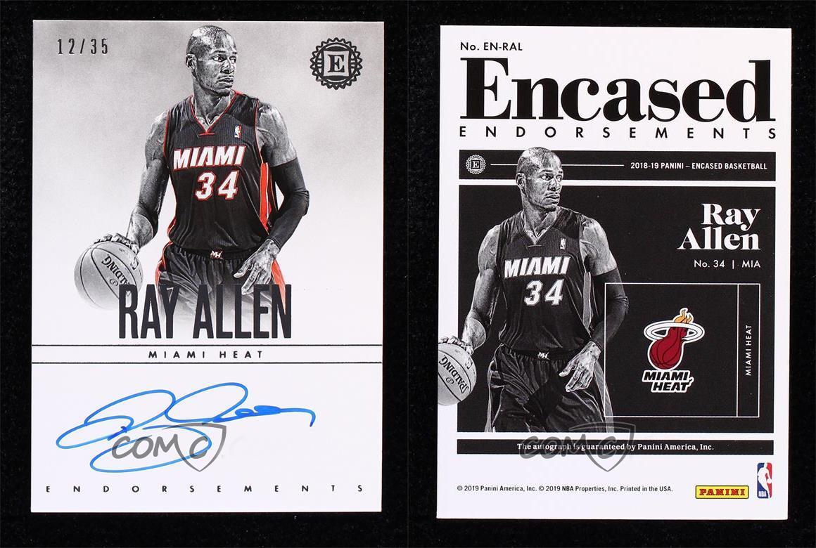 2018-19 Panini Encased Endorsements/35 Ray Allen #EN-RAL Auto HOF - Imagen 3 de 3