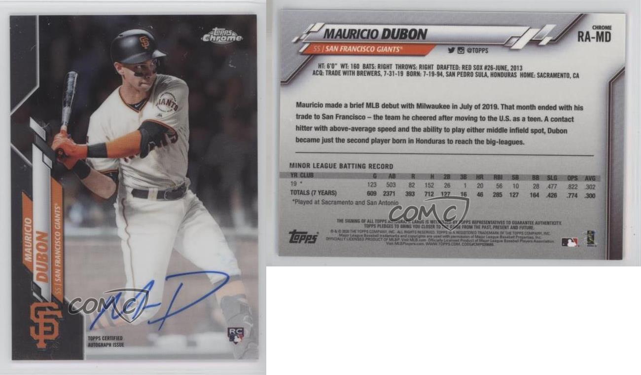 2020 Topps Chrome Rookie Auto Mauricio Dubon #RA-MD Auto RC - Picture 3 of 7