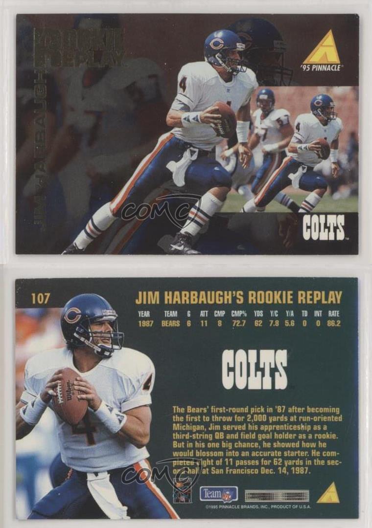 1995 Pinnacle Rookie Replay #107 Jim Harbaugh Chicago Bears GW1