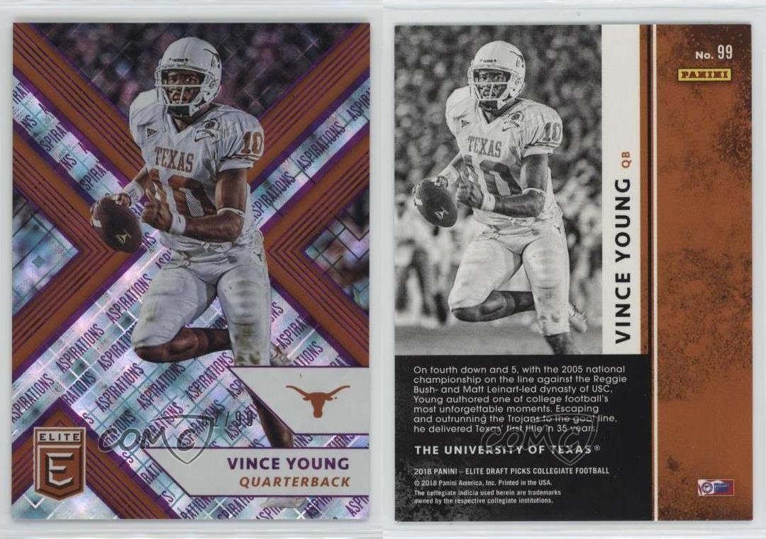2018 Panini Elite Draft Picks Aspirazioni Viola /99 Vince Young #99 - Foto 3 di 3