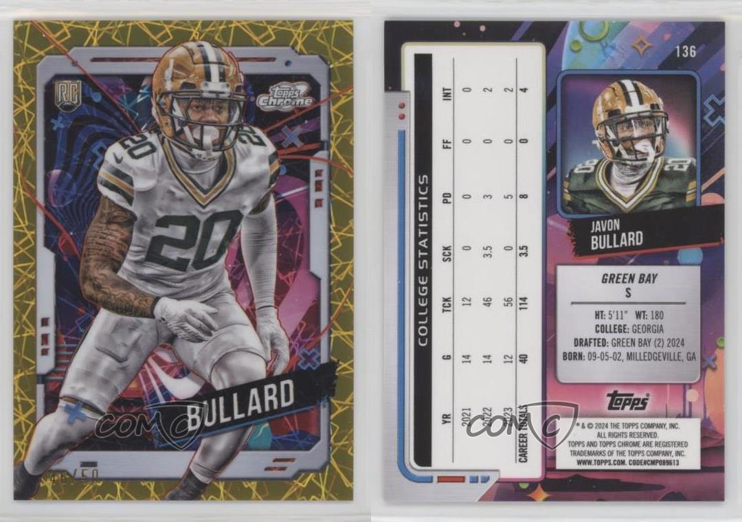 Refractor interestelar dorado cromado cósmico Topps 2024/50 Javon Bullard novato radiocontrol - Imagen 3 de 3