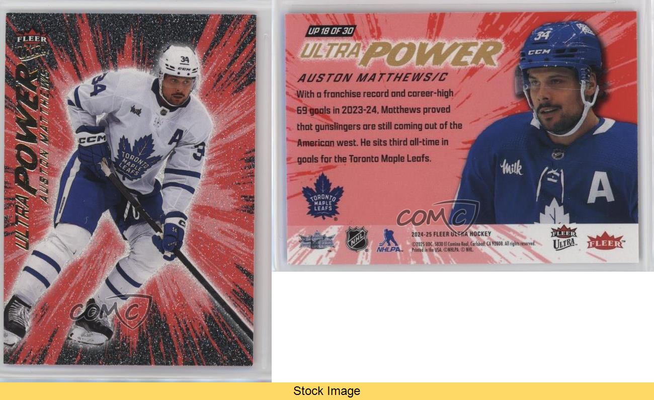 2024-25 Upper Deck Fleer Ultra Ultra Power Red Auston Matthews #UP18OF30 - Picture 3 of 6