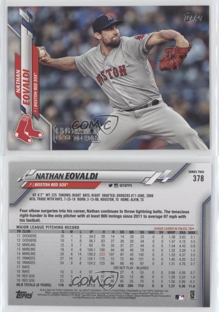  2020 Topps #378 Nathan Eovaldi Boston Red Sox Baseball Card :  Collectibles & Fine Art