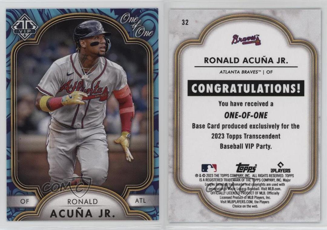 2023 Collezione Trascendente VIP Party One-of-One 1/1 Ronald Acuna Jr Acuña #32 - Foto 3 di 3