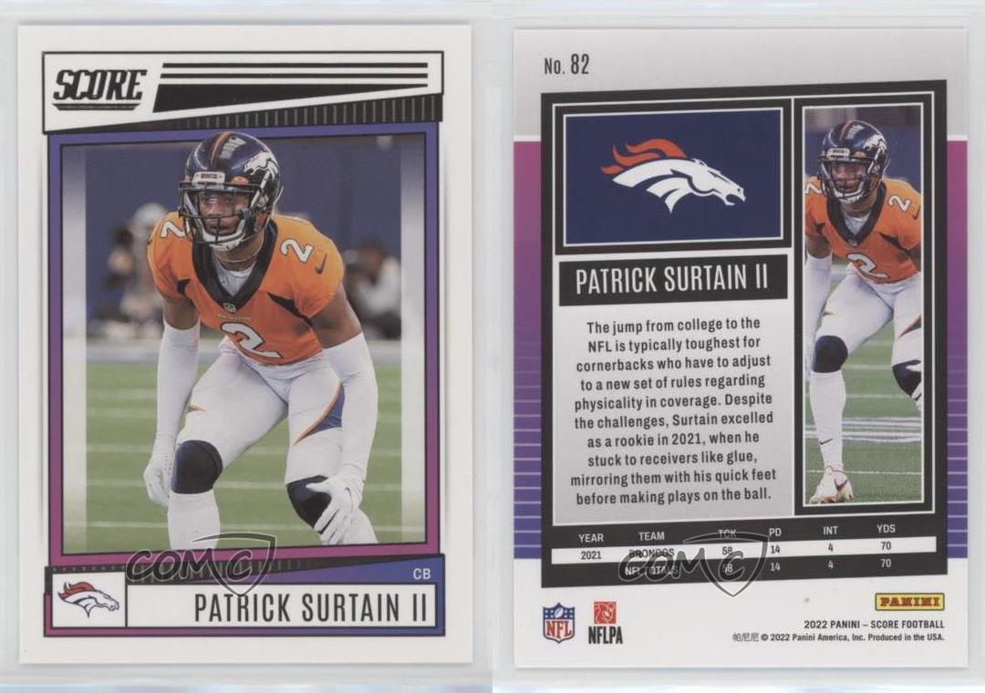 : 2022 SCORE #82 PATRICK SURTAIN II DENVER BRONCOS