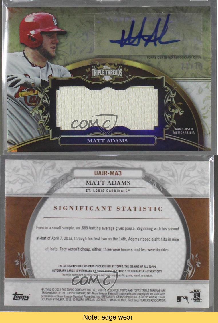 2013 Topps Triple Threads Unity Jumbo Relics Sepia /75 Matt Adams #UAJR-MA3 Auto