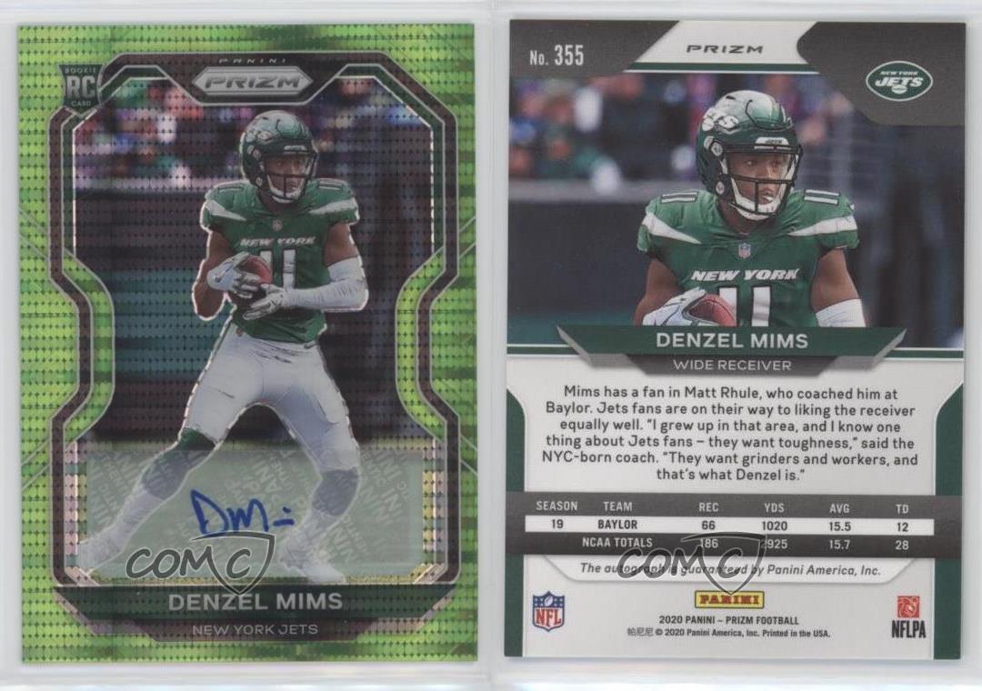 Denzel Mims 2020 Panini Prizm Green Pulsar Prizms Rookie Auto Rc #355