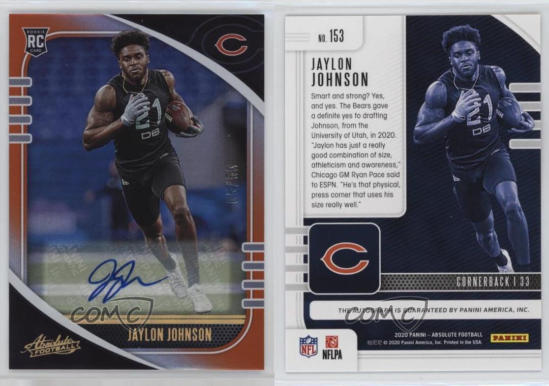 Absolute Signatures Orange Spectrum 2020/50 Jaylon Johnson #153 Rookie Auto RC - Imagen 3 de 3