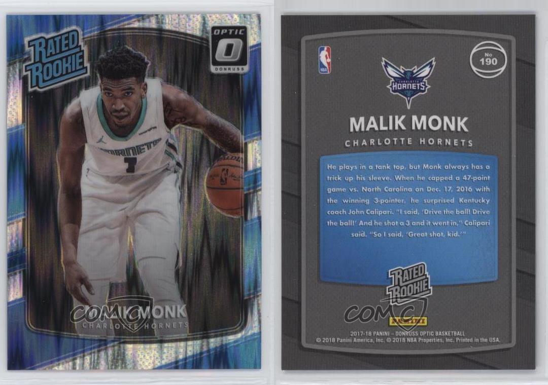 NBA 2017 Donruss Optic Rookie Malik Monk Rated Rookie Single Sports Card  #190 (Base) 