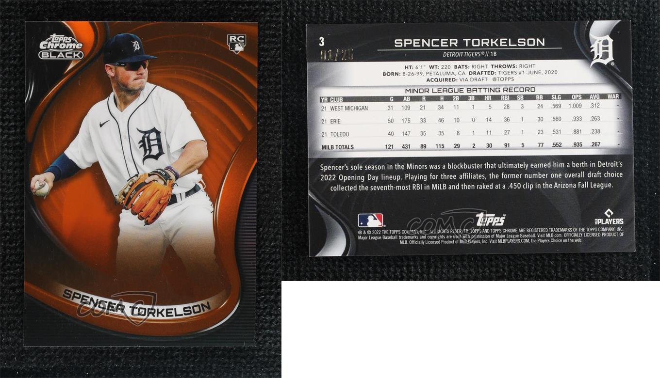 2022 Topps Chrome Black Orange Refractor 3 Spencer Torkelson Rookie 2/25  PSA 9 - Sportsnut Cards