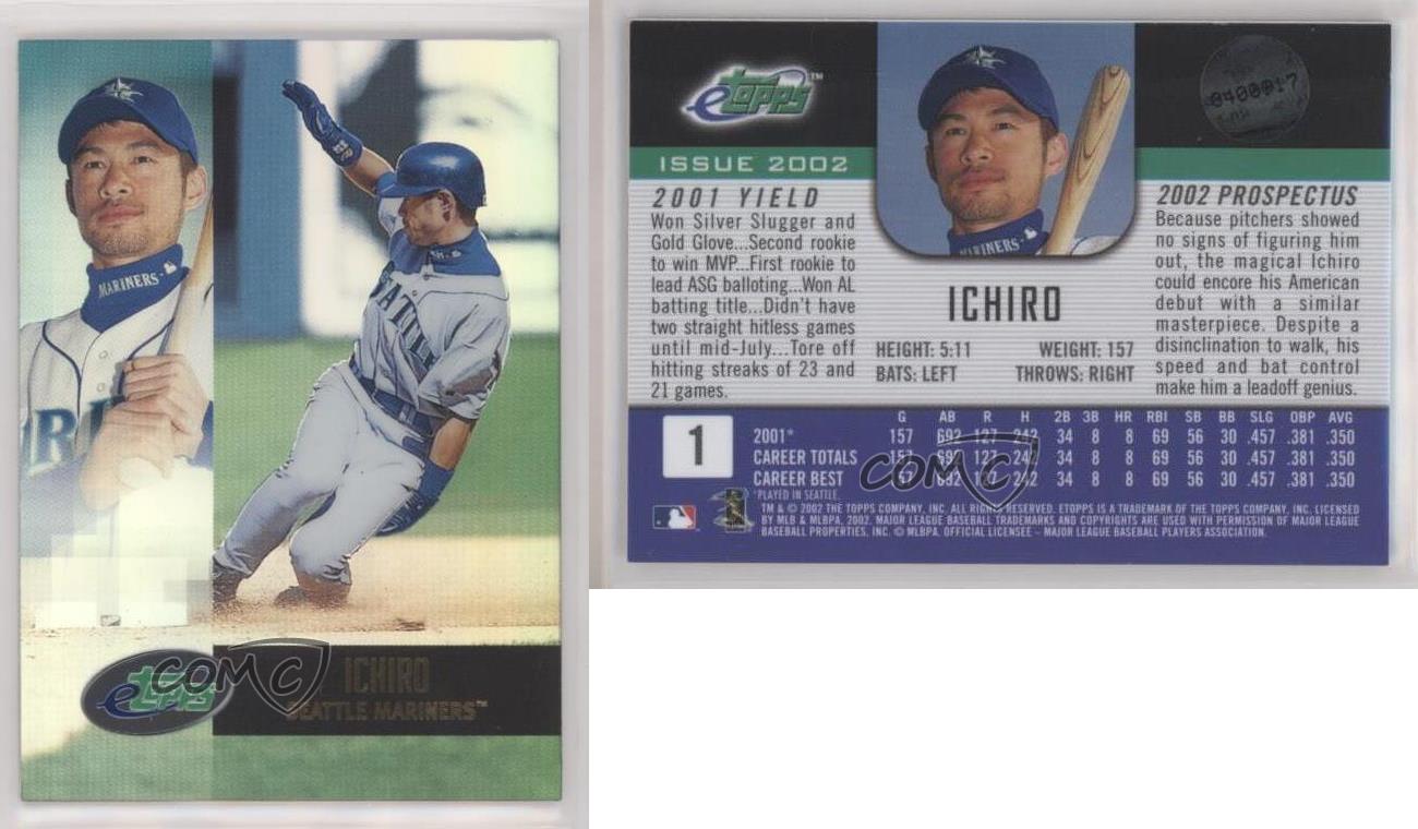 2002 eTopps /9477 Ichiro Suzuki Ichiro #1 HOF - Picture 3 of 4