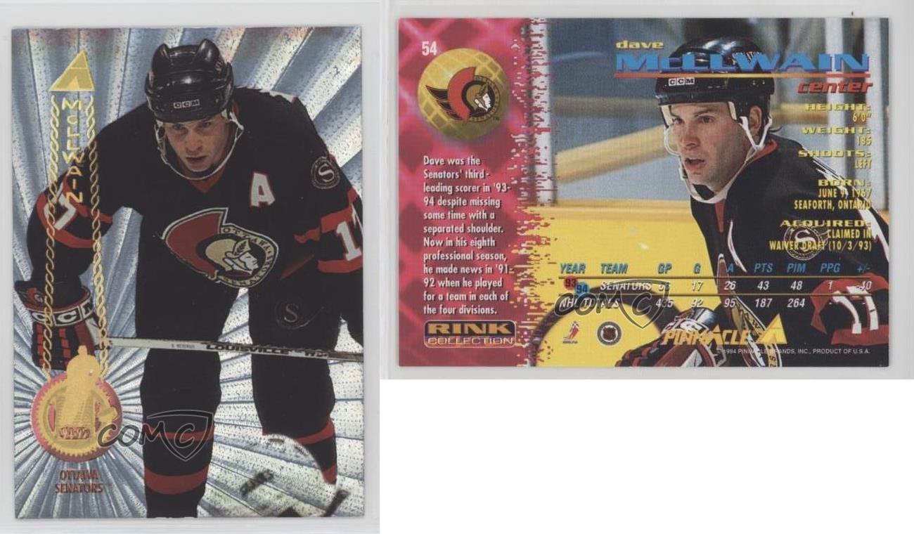 1994-95 Pinnacle Rink Collection Dave McLlwain #54