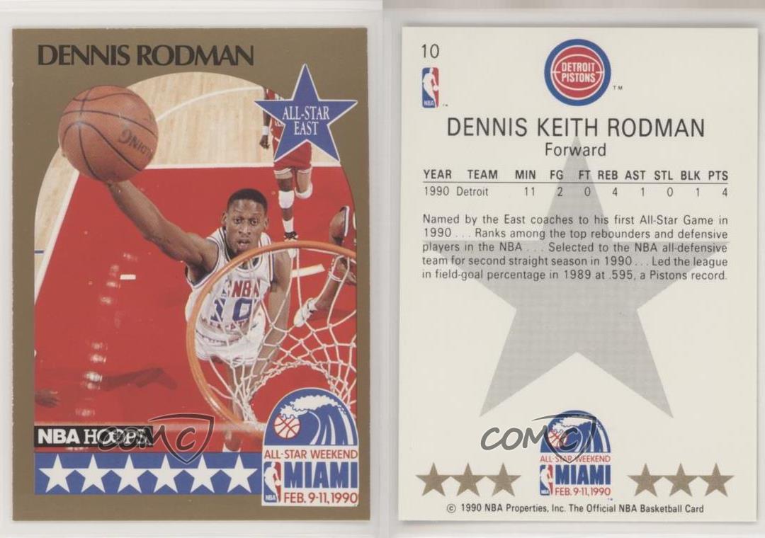 1990 NBA Hoops Dennis Rodman #10 Detroit Pistons All Star Card HOF