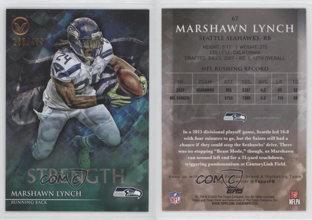 2014 Topps Valor Strength /499 Marshawn Lynch #67 - Zdjęcie 3 z 3