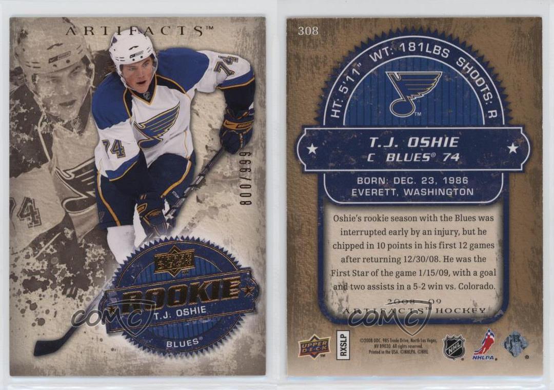 2008-09 Upper Deck Artifacts - T.J. Oshie #308 /999 (RC) for