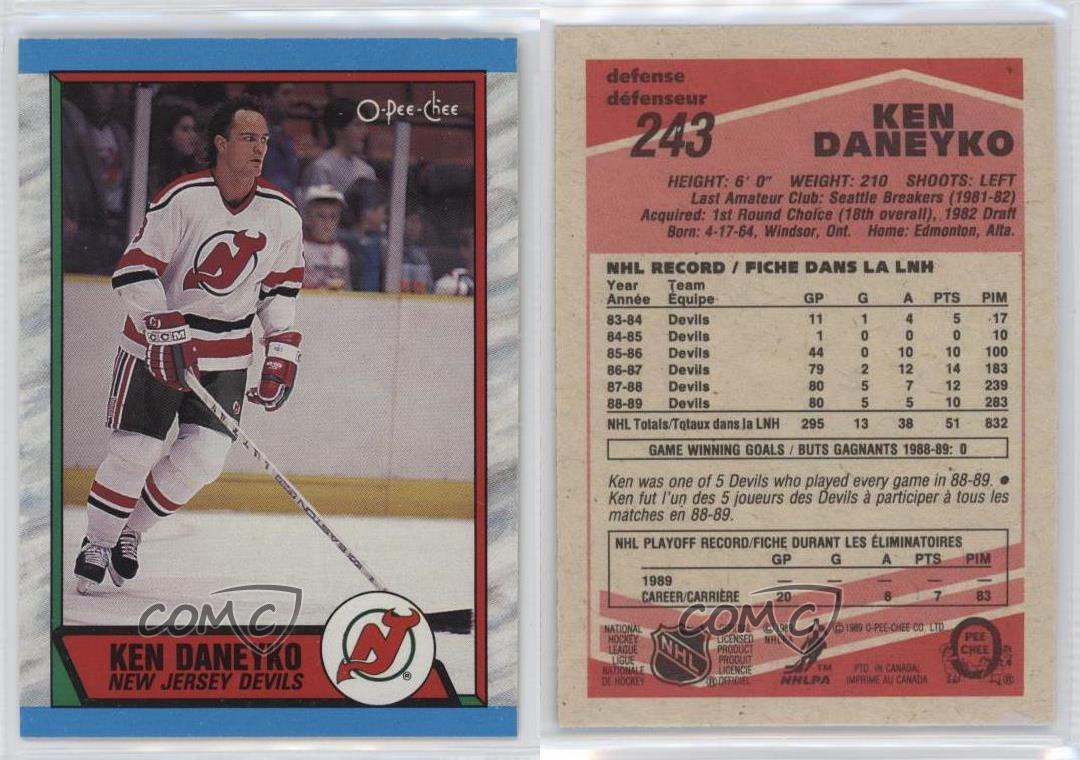 1989-90 O-Pee-Chee Ken Daneyko #243 Rookie RC
