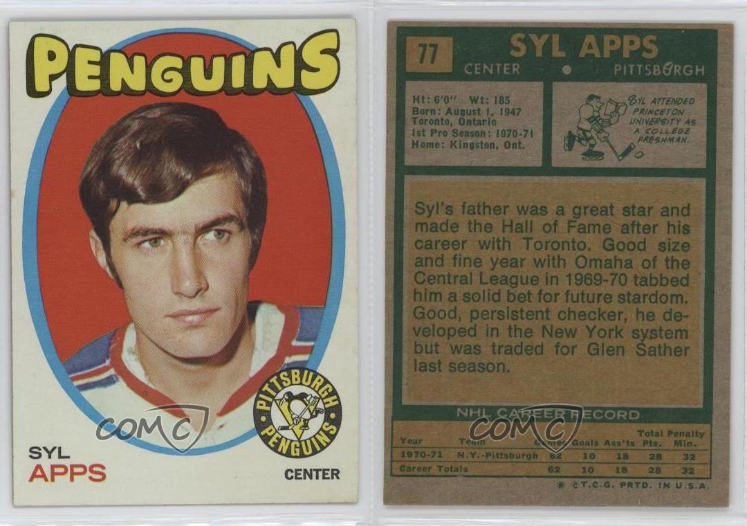 1971-72 Topps Syl Apps #77 HOF