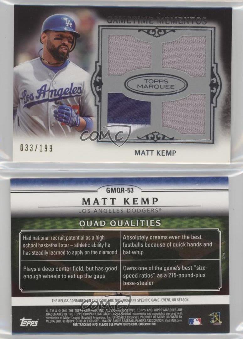 Matt Kemp 2011 Topps Marquee Relic Card /199