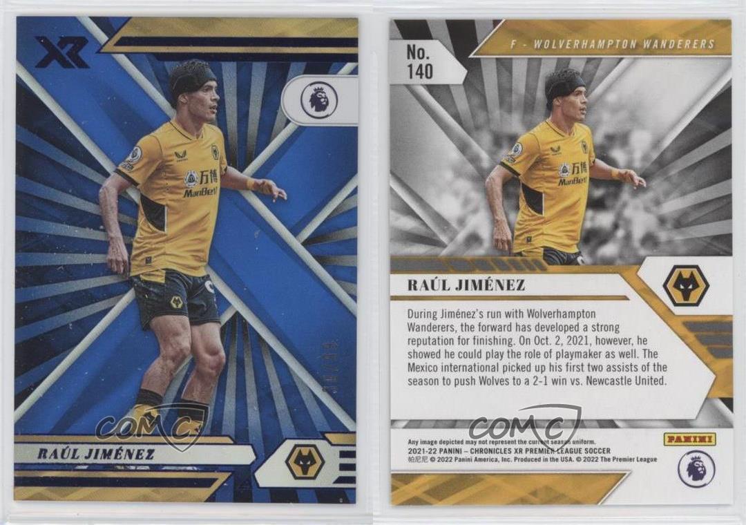 2021-22 Panini Cronache Base Premier League Xr Blu /99 Raul Jimenez #140 - Foto 3 di 4