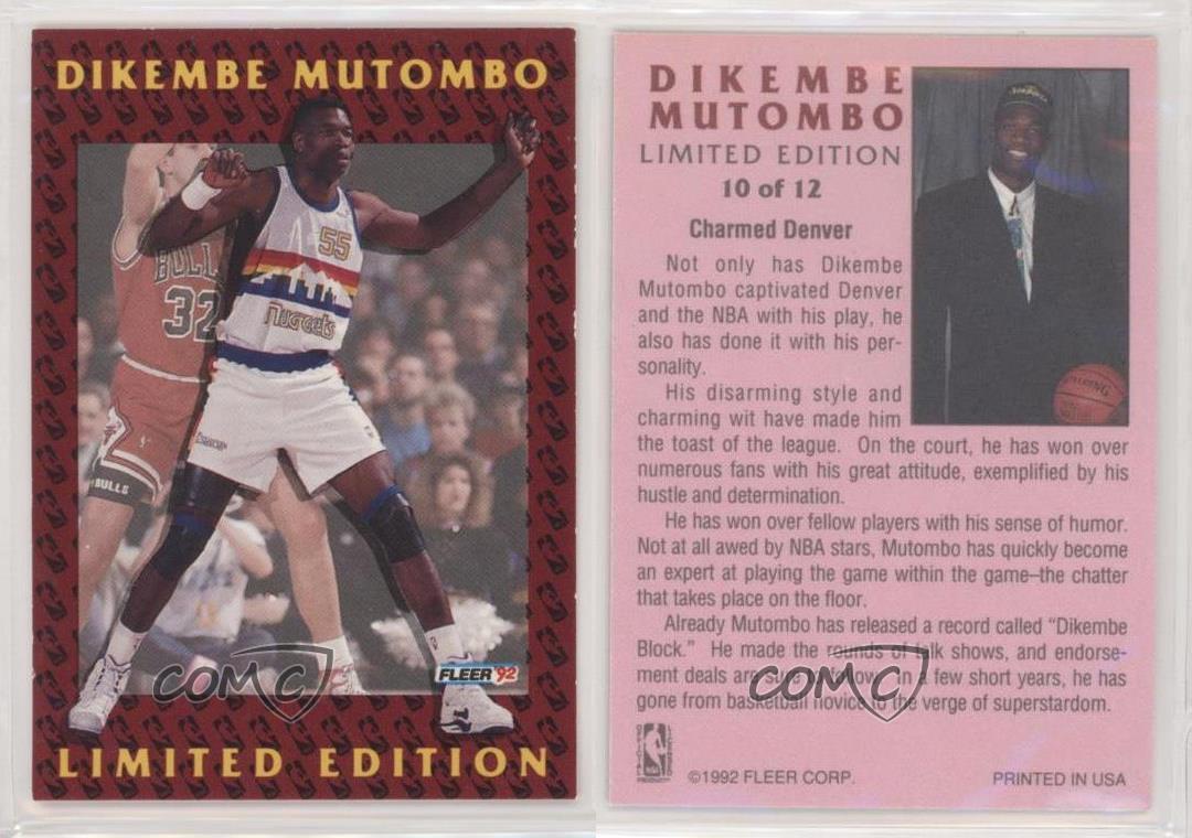 thumbnail 3  - 1991-92 Fleer Dikembe Mutombo Limited Edition Dikembe Mutombo #10 Rookie RC HOF