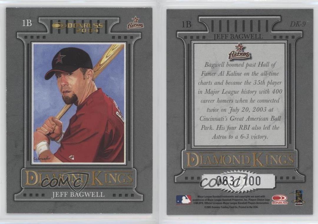 2004 Donruss Diamond Kings Inserts Black /100 Jeff Bagwell #DK-9 HOF - Picture 3 of 3