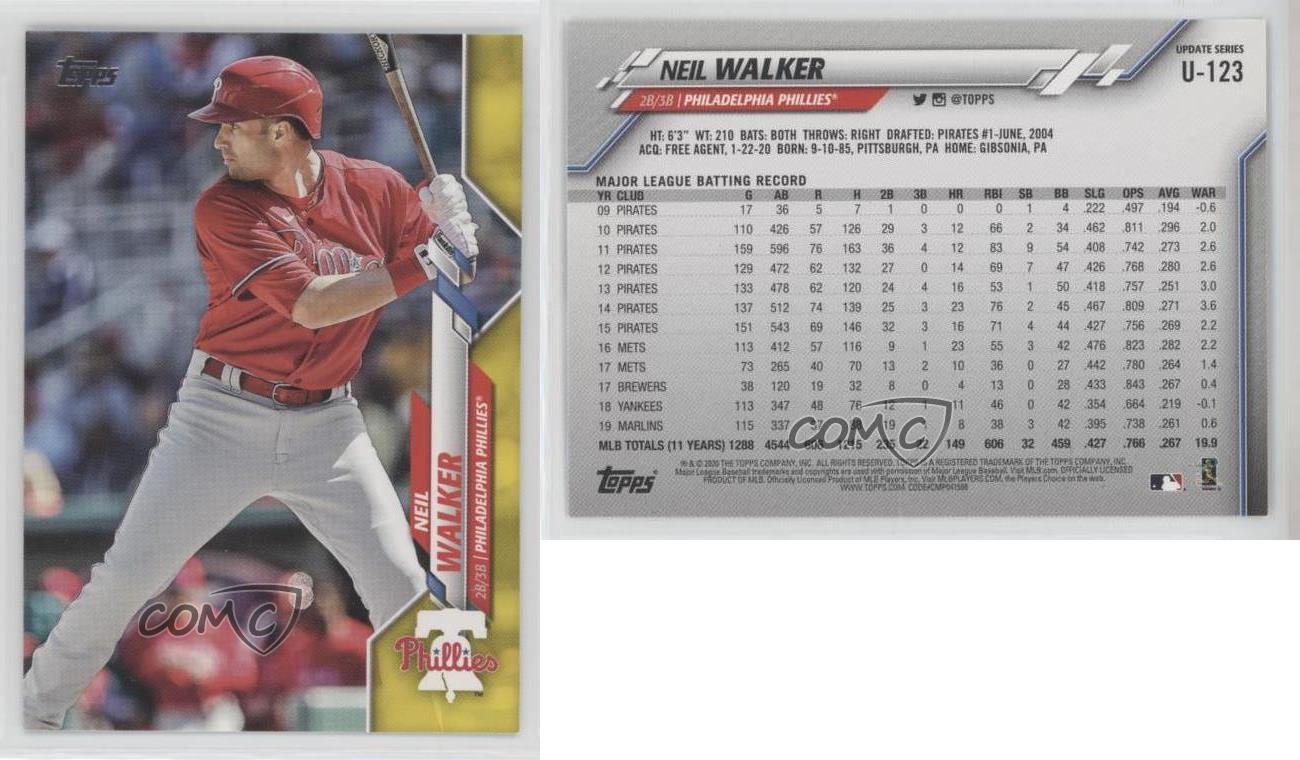 Neil Walker 2020 Topps Update #U-123 Philadelpiha Phillies Baseball Card