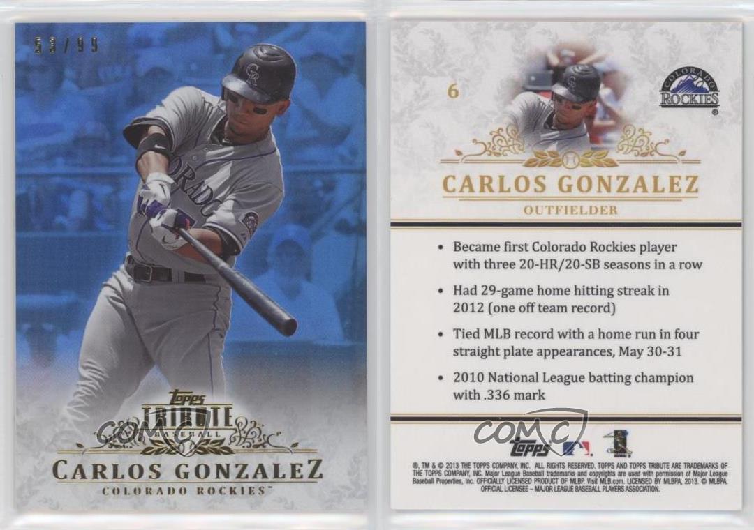 2013 Topps Tribute Blue /99 Carlos Gonzalez #6 - Bild 3 von 3