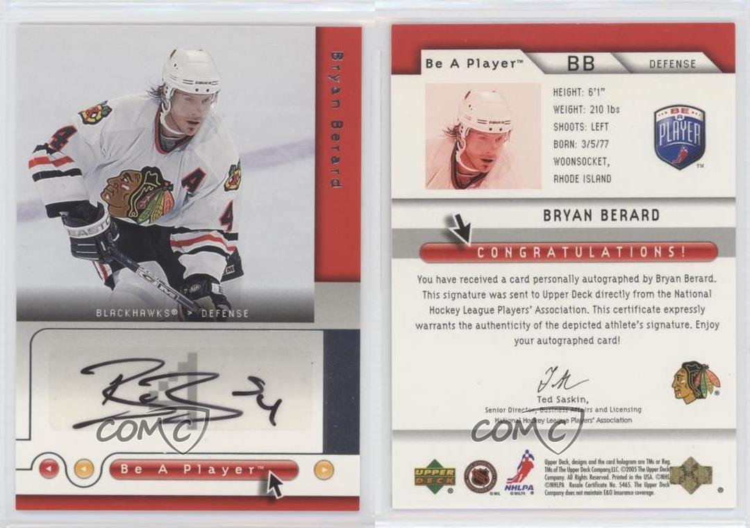 2005-06 Upper Deck Be a Player SP Signatures Bryan Berard #BB Auto