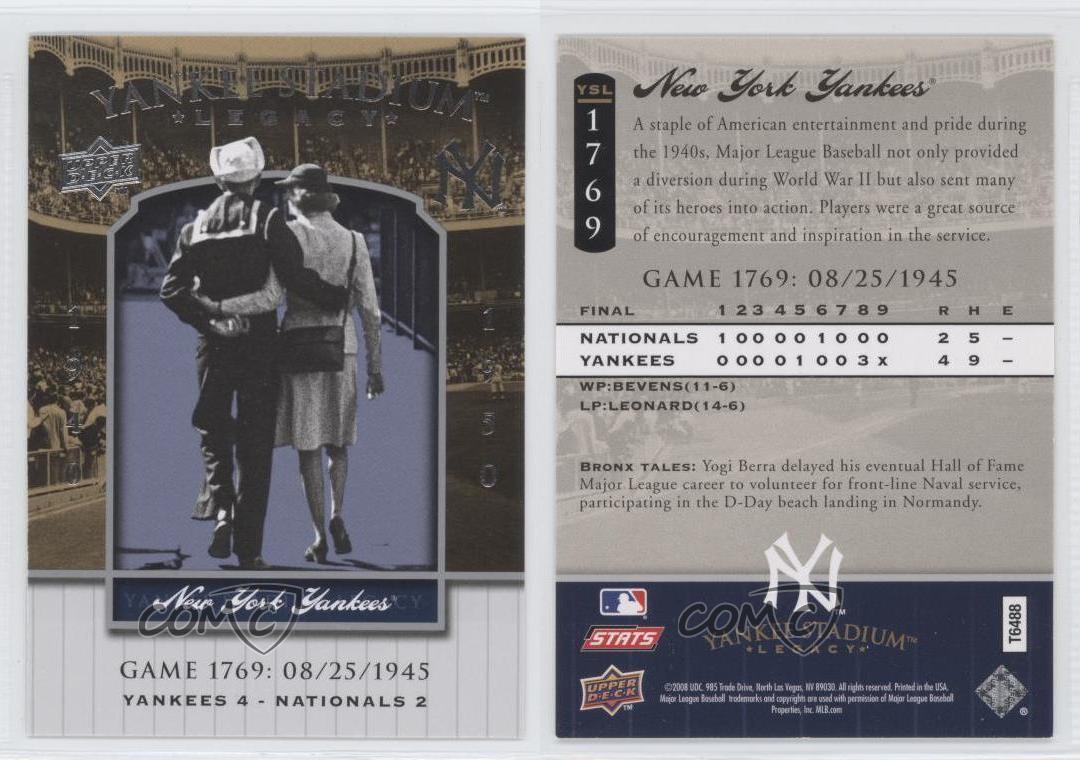 2008 Upper Deck Yankee Stadium Legacy équipe des mode Yankees de New York #YSL1769