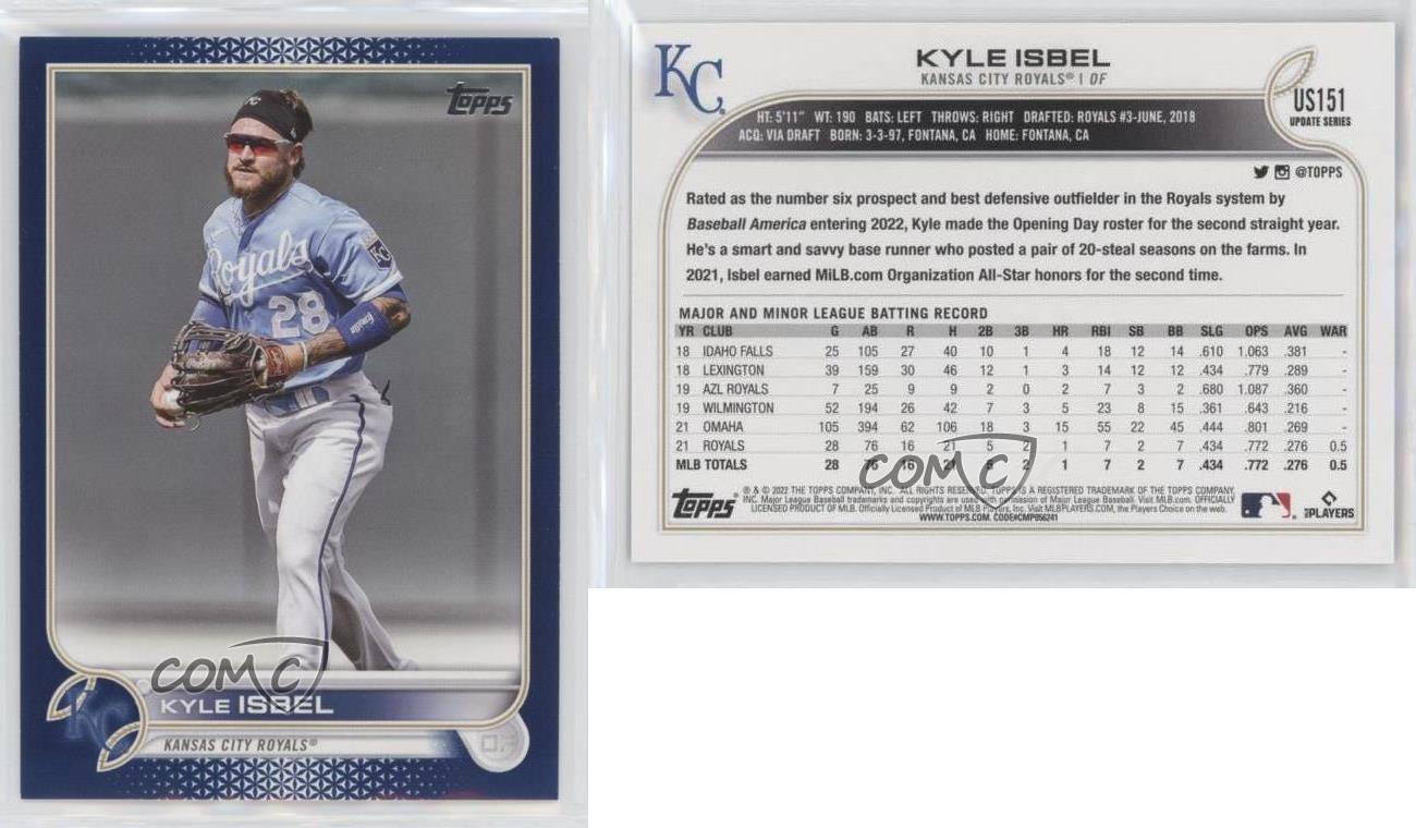 2022 Topps Update Kyle Isbel Royal Blue #US151 Kansas City Royals