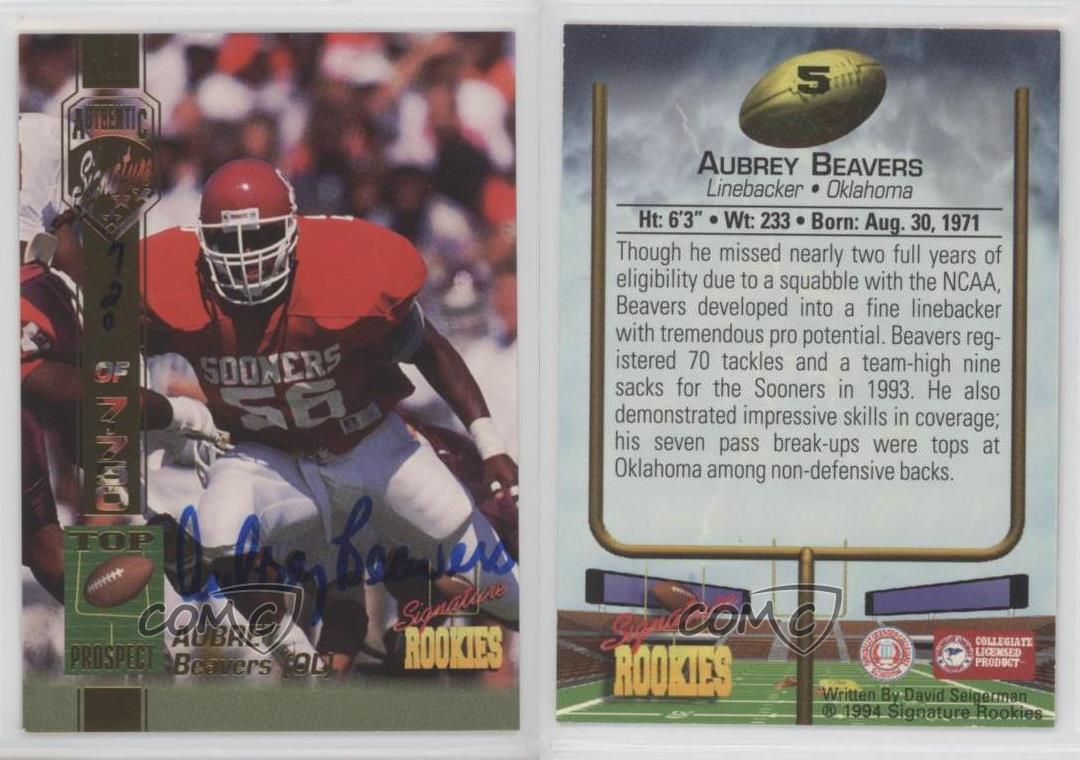 1994 Signature Rookies Signatures points de vente authentiques /7750 Aubrey Beavers #5 Auto RC