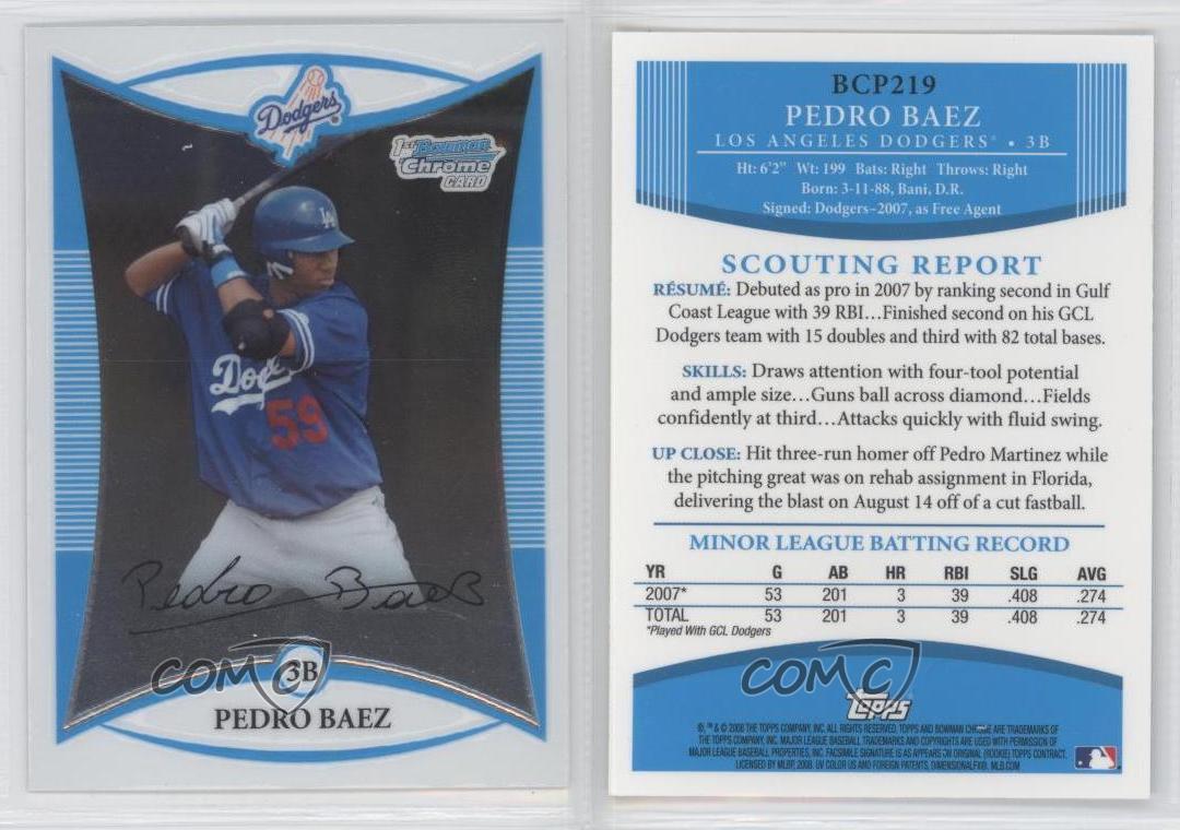 2008 BOWMAN CHROME PEDRO BAEZ RC ROOKIE CARD at 's Sports  Collectibles Store