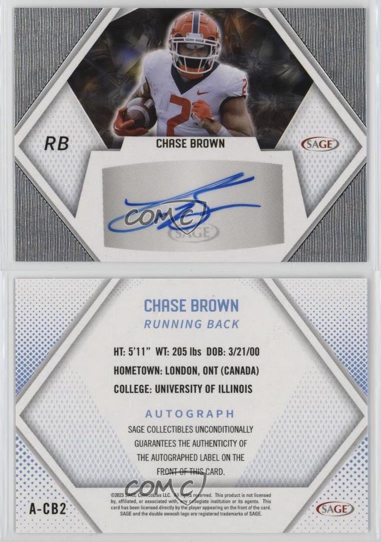 2023 SAGE High Series - Autographs #A-CB2 Chase Brown (AU, RC)