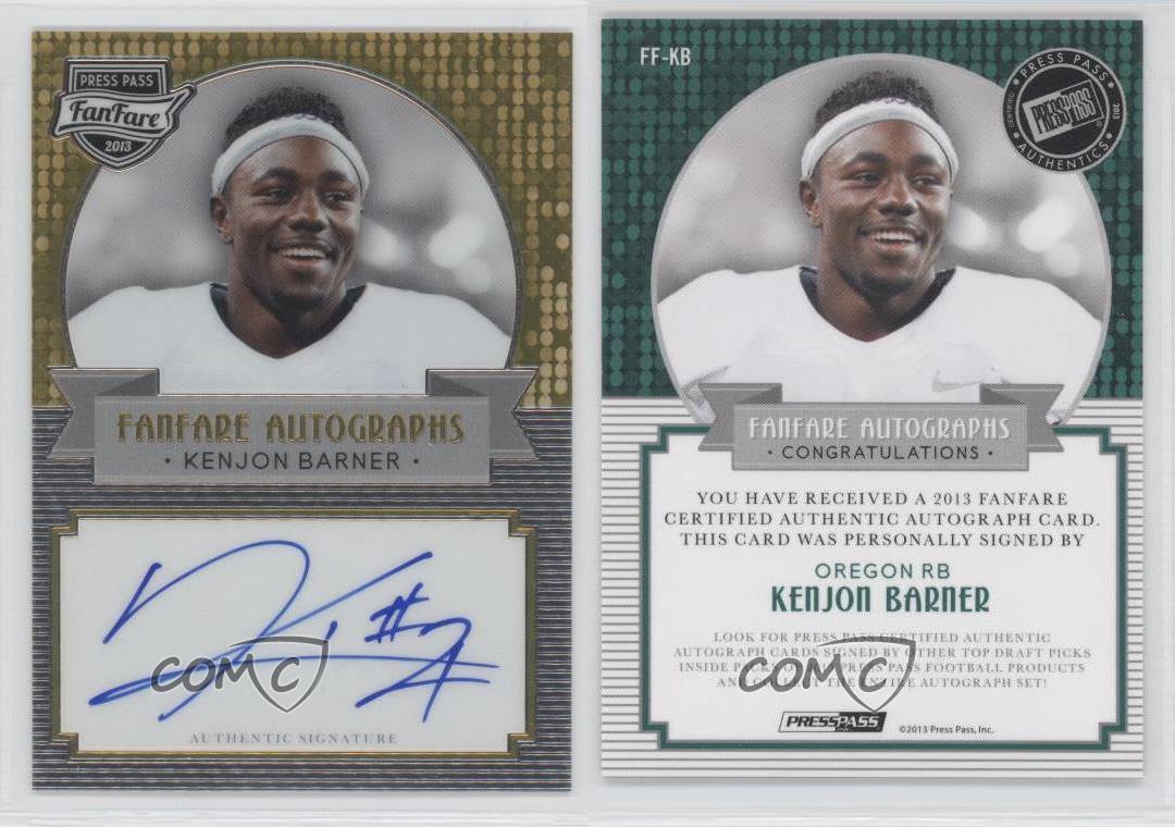 2013 Press Pass Fanfare Gold Kenjon Barner #KB Rookie Auto RC - Picture 3 of 3