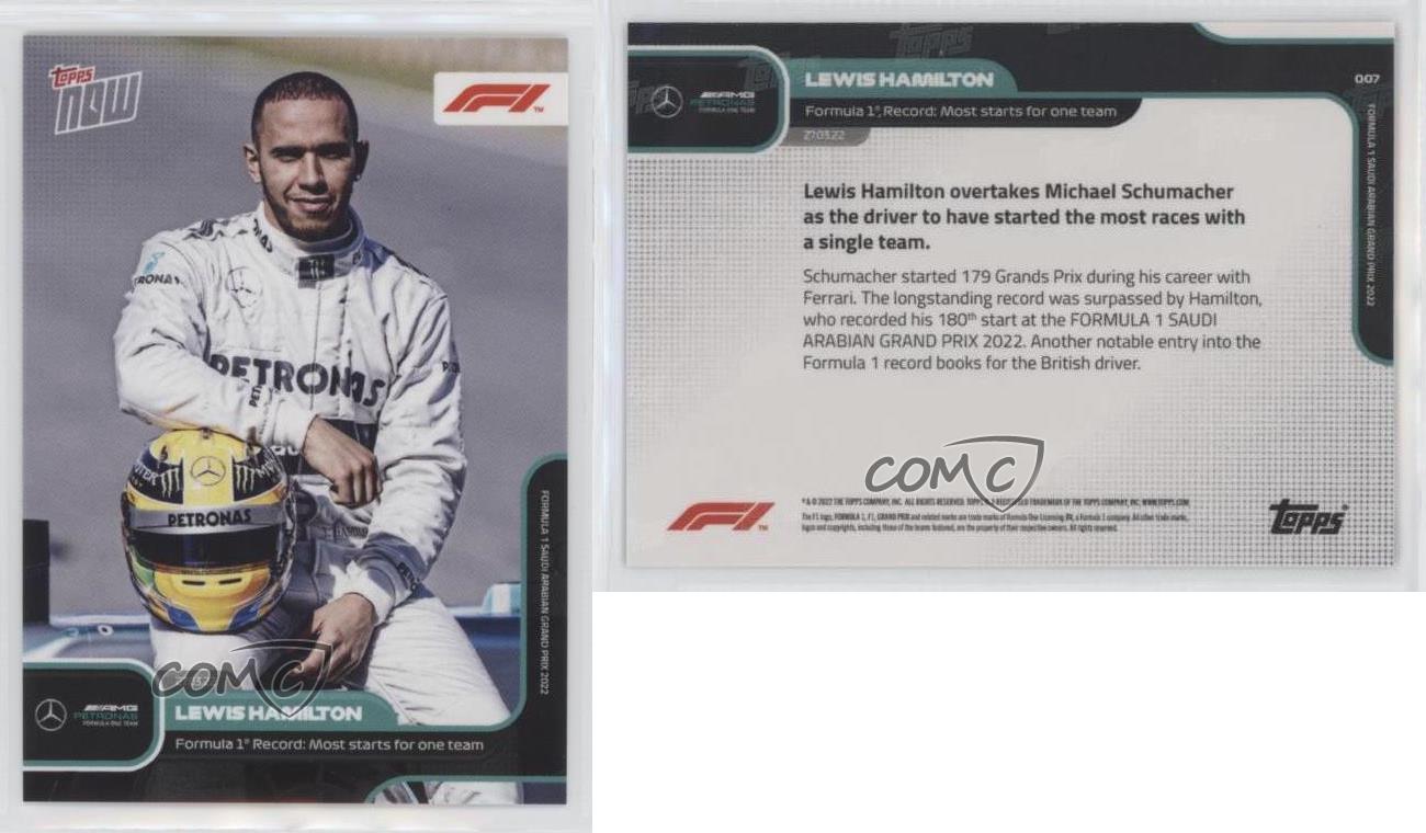 2022 Topps Now F1 /7862 Lewis Hamilton #007 - Picture 7 of 7