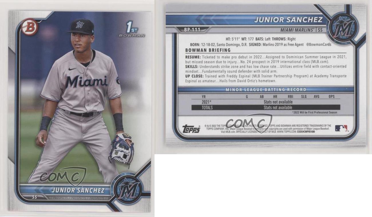  2022 Bowman Prospects Baseball #BP-111 Junior Sanchez