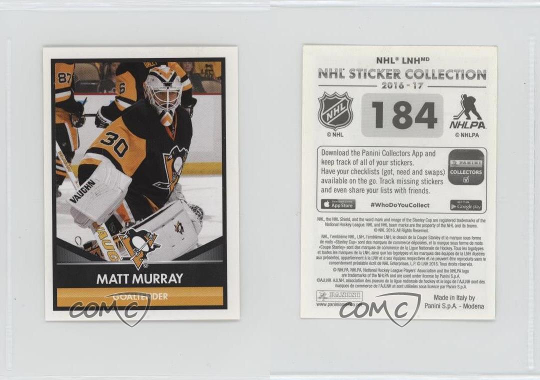 2016-17 Panini NHL Sticker Collection Album Stickers Matt Murray #184