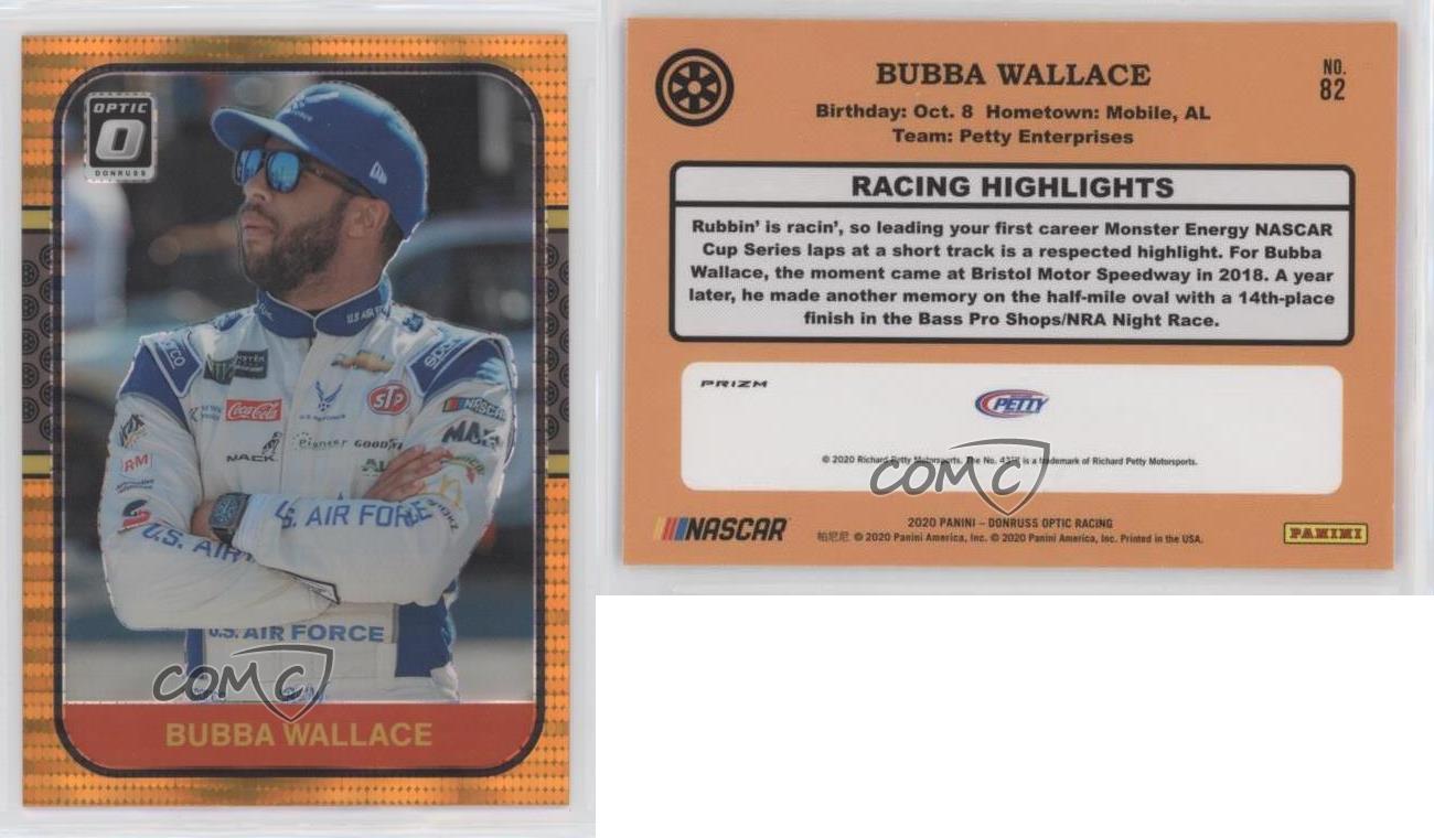2020 Donruss Racing Optic #82 Bubba Wallace U.S Air Force/Richard Petty Motorsports/Chevrolet Official NASCAR Trading Card made by Panini America 