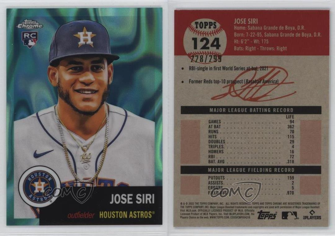 2022 Chrome Platinum Anniversary Aqua Lava Refractor /299 Jose Siri Rookie RC
