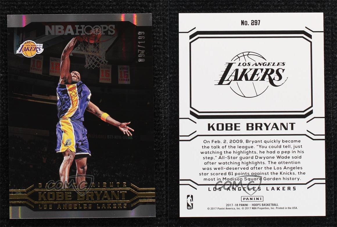 2017 Panini NBA Hoops Career Tribute Premium Box Set /199 Kobe Bryant #297 HOF - Picture 3 of 3