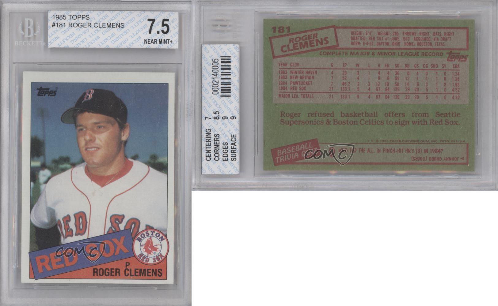  1985 Topps Baseball #181 Roger Clemens Rookie Card :  Collectibles & Fine Art