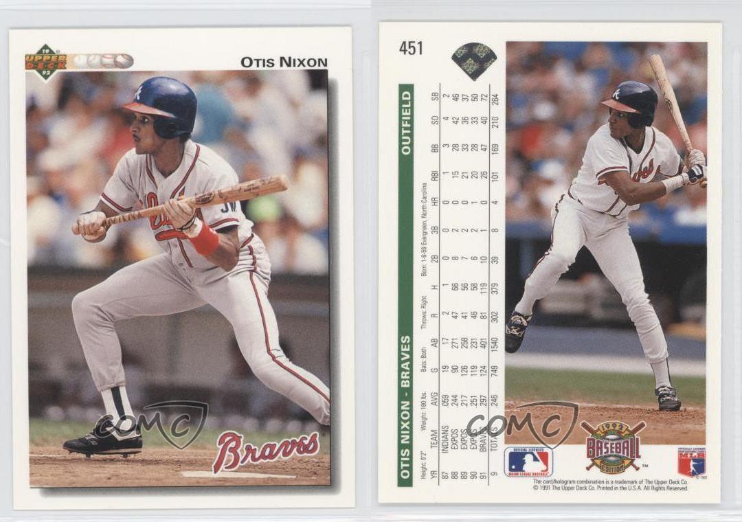 1992 Upper Deck 451 Otis Nixon Atlanta Braves Baseball Card eBay
