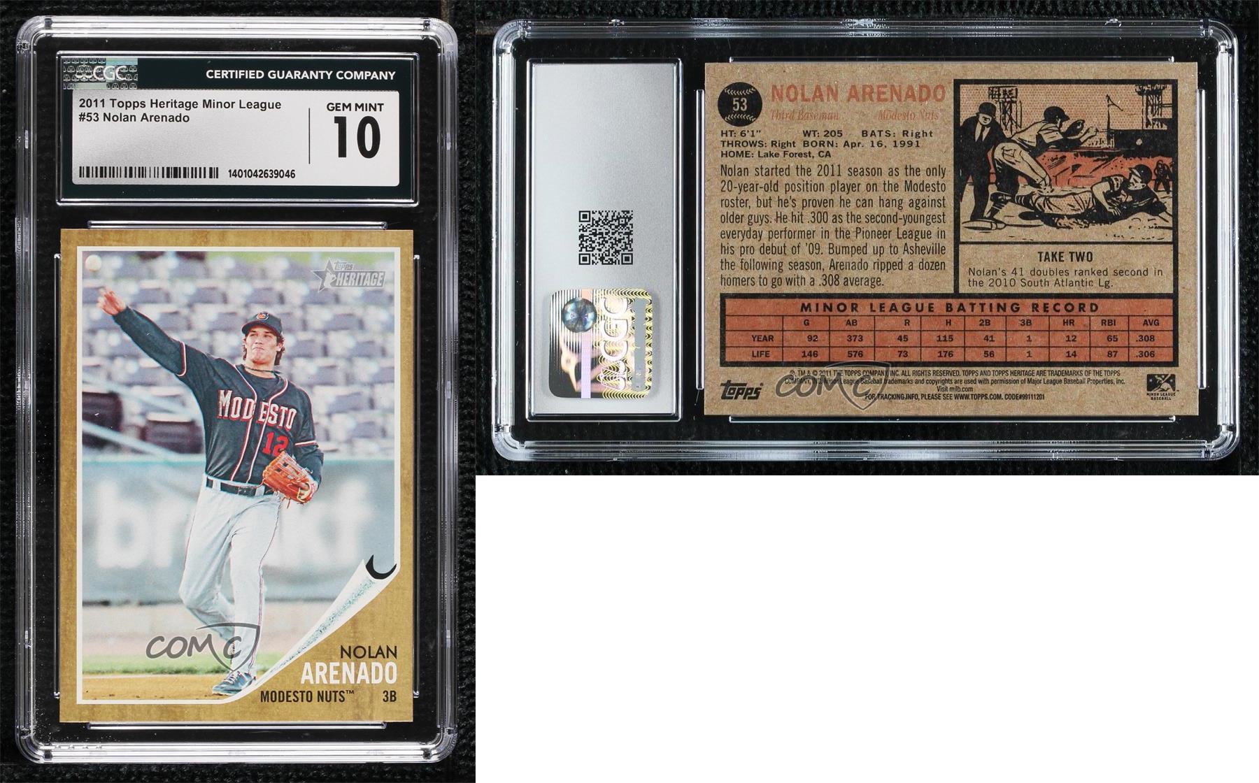 2011 Topps Heritage Minor League Edition Nolan Arenado #53 CGC 10 Gem Mint - Picture 3 of 3