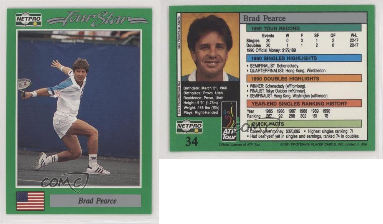 1991 NetPro Tour Stars Brad Pearce #34 | eBay
