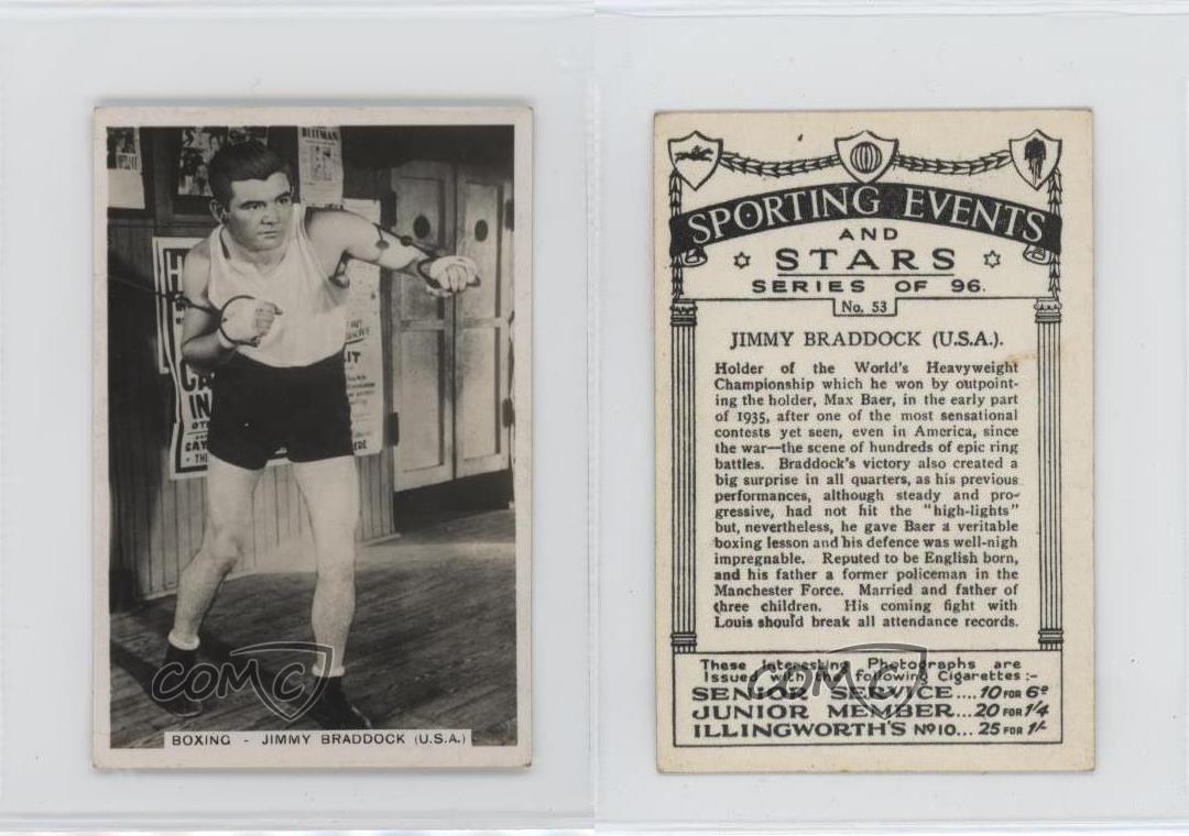 1935 Senior Service Sporting Events and Stars Tobacco Jimmy Braddock #53 - Picture 3 of 4