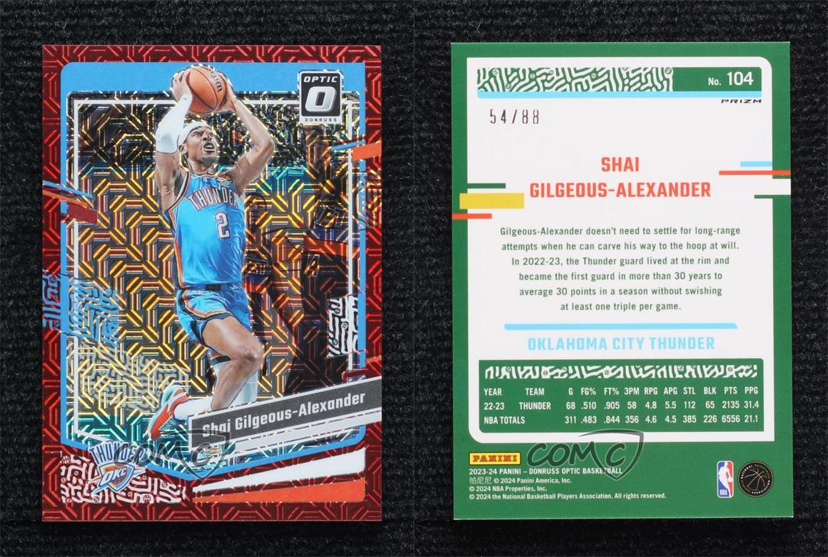 2023-24 Panini Donruss Optic Choice Red Prizm /88 Shai Gilgeous-Alexander #104 - Bild 4 von 4