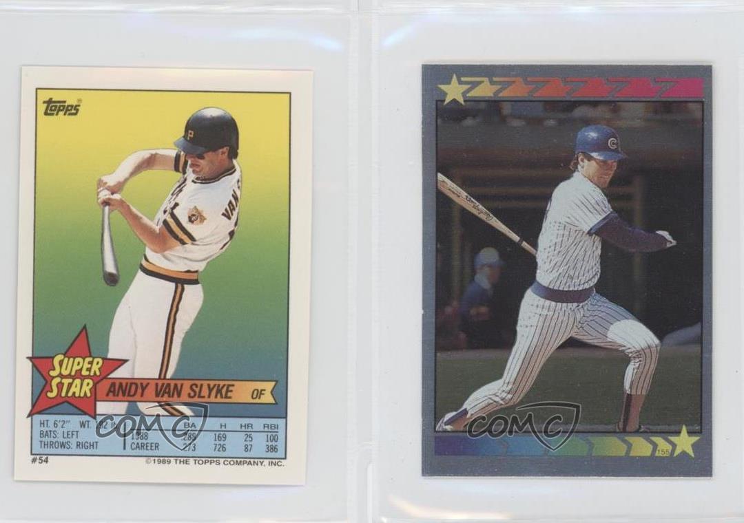 1989 Topps Super Star Sticker Back Cards Andy Van Slyke Ryne