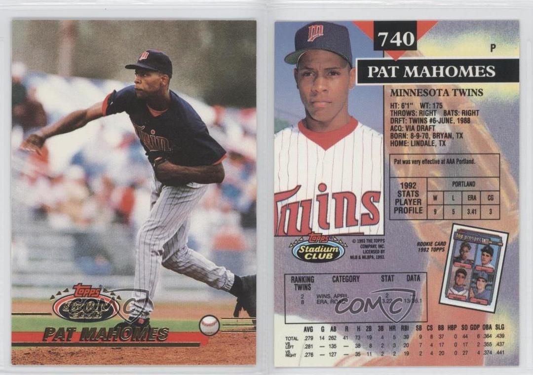 1993 Topps Stadium Club 740 Pat Mahomes Minnesota Twins Baseball Card