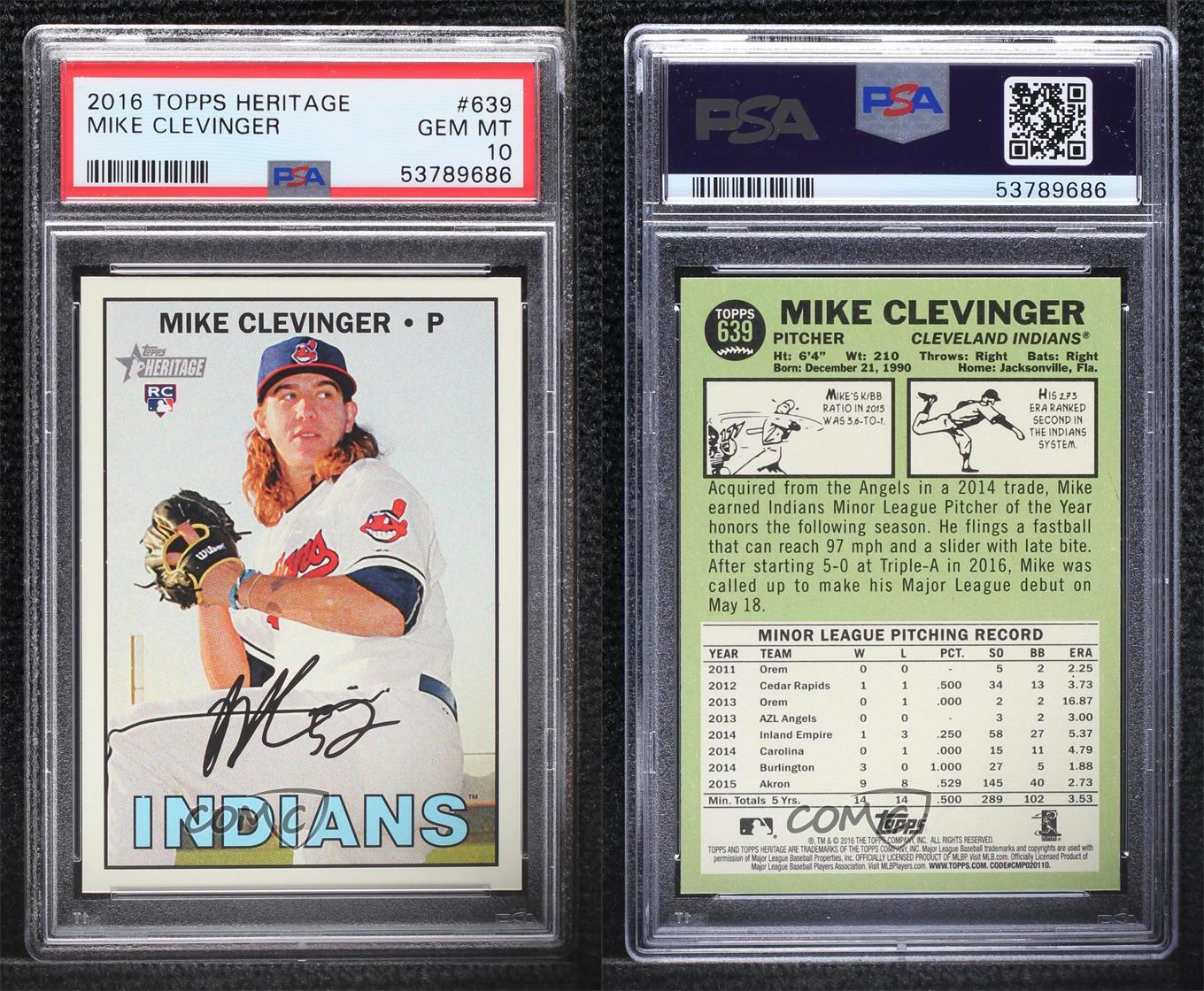MIKE CLEVINGER ROOKIE 2016 TOPPS HERITAGE #639 ****FREE SHIPPING**** 